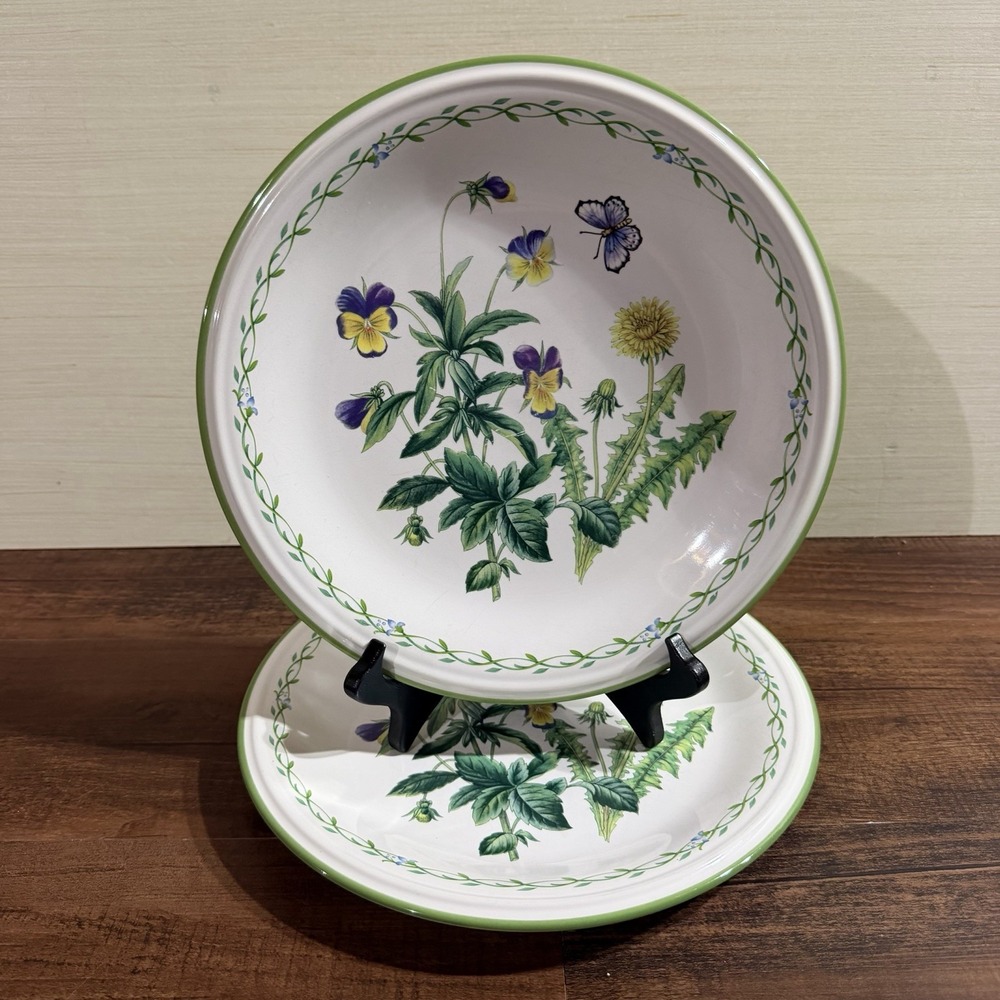 2 Studio Nova GARDEN BLOOM Y2372 Dinner Plates 10.5" Multicolor Floral Butterfly